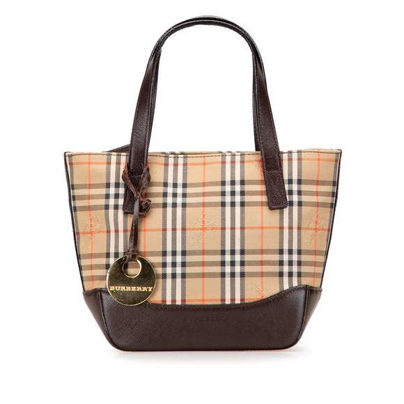 Pre-Loved Burberry Haymarket Check Canvas Handbag - Picture 1 of 11